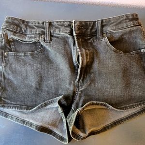 Black denim shorts